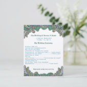 Paisley Peacock Colors Wedding Programme Kaart (Staand voorkant)