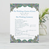 Paisley Peacock Colors Wedding Programme Programma (Staand voorkant)
