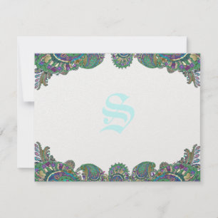 Paisley Peacock Colors Wedding Response Cards RSVP Kaartje