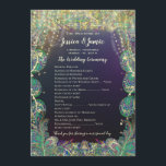 Paisley Peacock Colours Programme de mariage<br><div class="desc">Elégant Fairy Lights Paisley Peacock Fairy Tale Programmes de mariage Marine Blue and Gold (mais vous choisissez) texte police ivoire RGB Code FDFCDB arrière - plan RGB Hex Code Turquoise 2A5163</div>