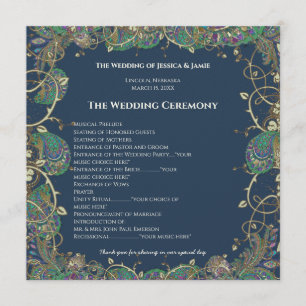 Paisley Peacock Colours Programme de mariage