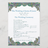 Paisley Peacock Colours Programme de mariage (Devant)