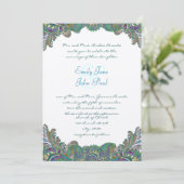 Paisley Peacock Couleurs Mariage Invitations (Debout devant)