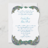 Paisley Peacock Couleurs Mariage Invitations (Devant)
