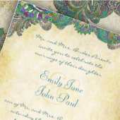 Paisley Peacock Couleurs Mariage Invitations