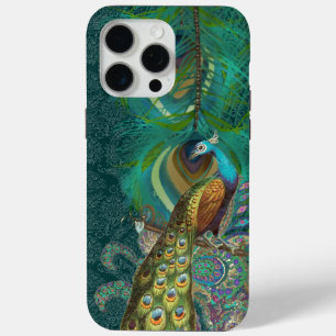PAISLEY Peacock & Feather GOLD KOPER EN GROEN iPhone 15 Pro Max Hoesje