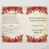  Paisley Peacock Red Wedding Programme (Voorkant)