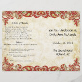  Paisley Peacock Red Wedding Programme (Voorkant)