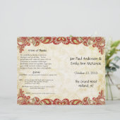  Paisley Peacock Red Wedding Programme (Staand voorkant)