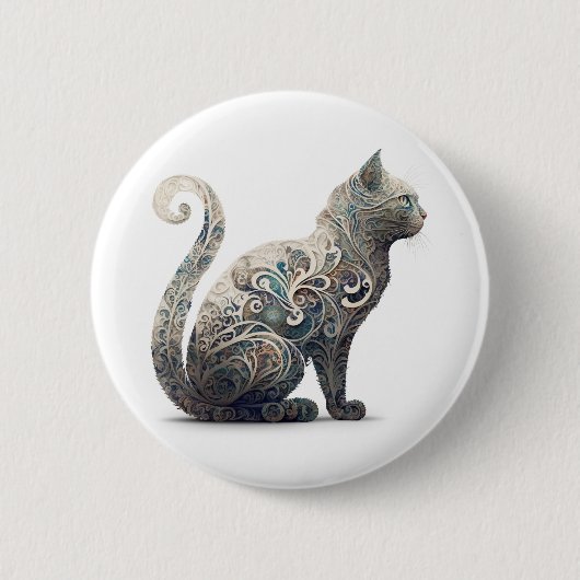 Paisley Profile Cat Ronde Button 5,7 Cm (Voorkant)