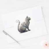Paisley Profile Cat Ronde Sticker (Envelop)