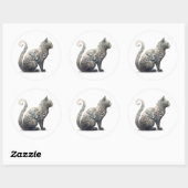 Paisley Profile Cat Ronde Sticker (Vel)