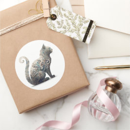 Paisley Profile Cat Ronde Sticker