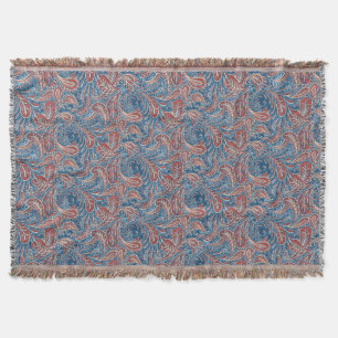 Paisley Rood, Wit en Blauw Faux Denim Deken