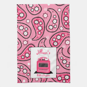 Paisley rose et serviette de cuisine personnalisé