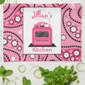 Paisley rose et serviette de cuisine personnalisée (Plié)