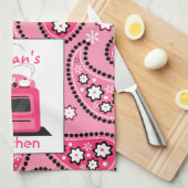Paisley rose et serviette de cuisine personnalisée (Quart Plié)