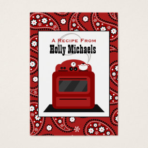 Paisley rouge et rétros cartes de recette de