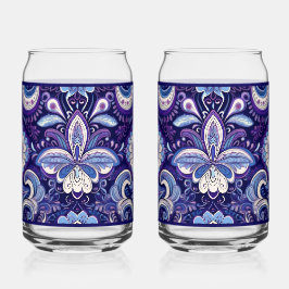 Paisley Royal Blue Soda Glass Blikvorm Glas