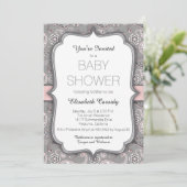 Paisley Roze Baby shower Uitnodiging (Staand voorkant)