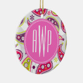 Paisley & Roze Monogram Keramisch Ornament (Rechts)