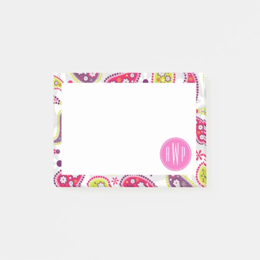 Paisley & Roze Monogram Post-it® Notes (Voorkant)