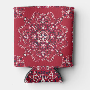 Paisley, schedels, bandana, vierkant ontwerp. blikjeskoeler