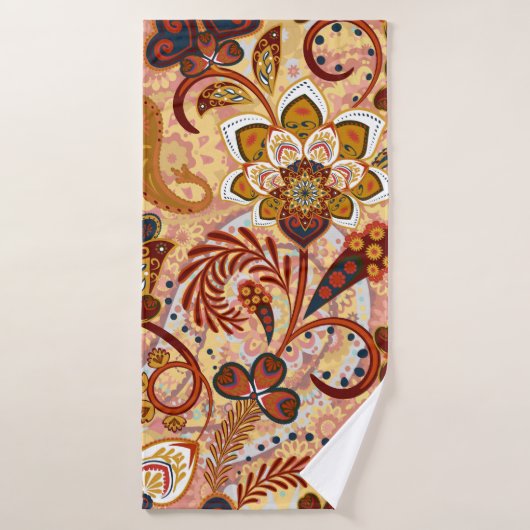Paisley seamless pattern with flowers in indian st (Serviette de bain)