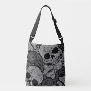 Paisley Skull Black Crossbody Tas