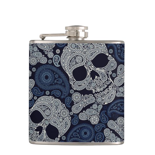 Paisley Skull Graphic Print Liquor Flask Heupfles (Voorkant)