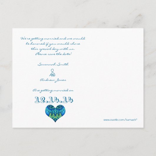 Paisley slaat de datum op Aankondigingskaart (Achterkant)