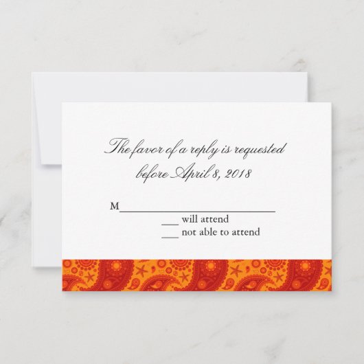 Paisley Starfish - Carte de réponse d'été chaude (Devant)