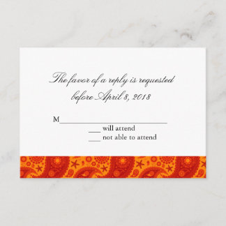 Paisley Starfish - Warm Summer Reply Card RSVP Kaartje