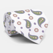 Paisley Stippen Bloemen Groen Roze Paarse Patroon Stropdas (Opgerold)