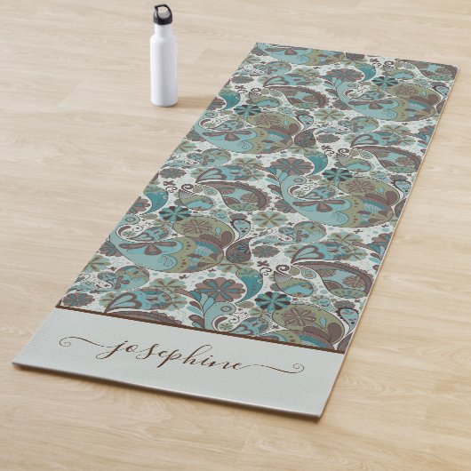 Paisley Stoffig Blauw Bruin boho Yogamat (In situ)