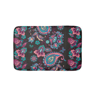 Paisley Streep: Zwart Decoratief Naadloos Badmat