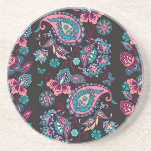 Paisley Streep: Zwart Decoratief Naadloos Zandsteen Onderzetter