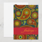 Paisley sur le carte de remerciements indien (Devant / Derrière)