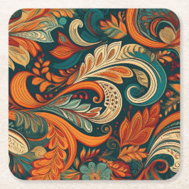 Paisley Swirl Coaster Vierkante Kartonnen Onderzetter