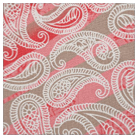 Paisley Textile | Impression en tissu vert rose ro (Échantillon)