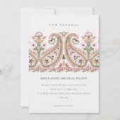 Paisley vert rose Invitation de renouvellement Mot (Devant)