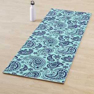 Paisley vintage bleu foncé sur tapis de yoga vert