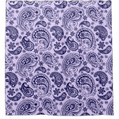 Paisley vintage bleu sur lavande rideau de douche (Devant)