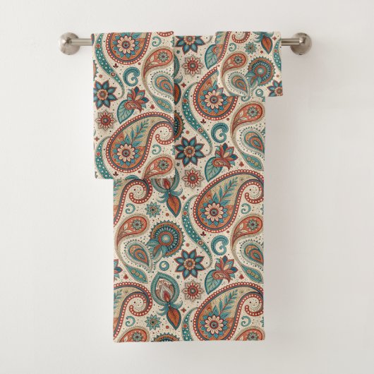 Paisley vintage en crème Turquoise rouge (En situation)