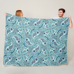 Paisley vogels in baby blauw fleece deken