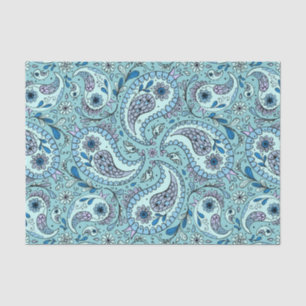 Paisley vogels in baby blauw tissuepapier