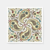 Paisley vogels in geel/bruin en wit servet (Voorkant)