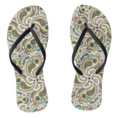Paisley vogels in geel/bruin en wit teenslippers (Voetbed)