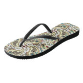 Paisley vogels in geel/bruin en wit teenslippers (Schuin)