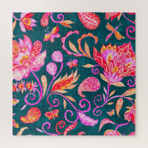 Paisley Waterverf bloemenpatroon Tegel Legpuzzel